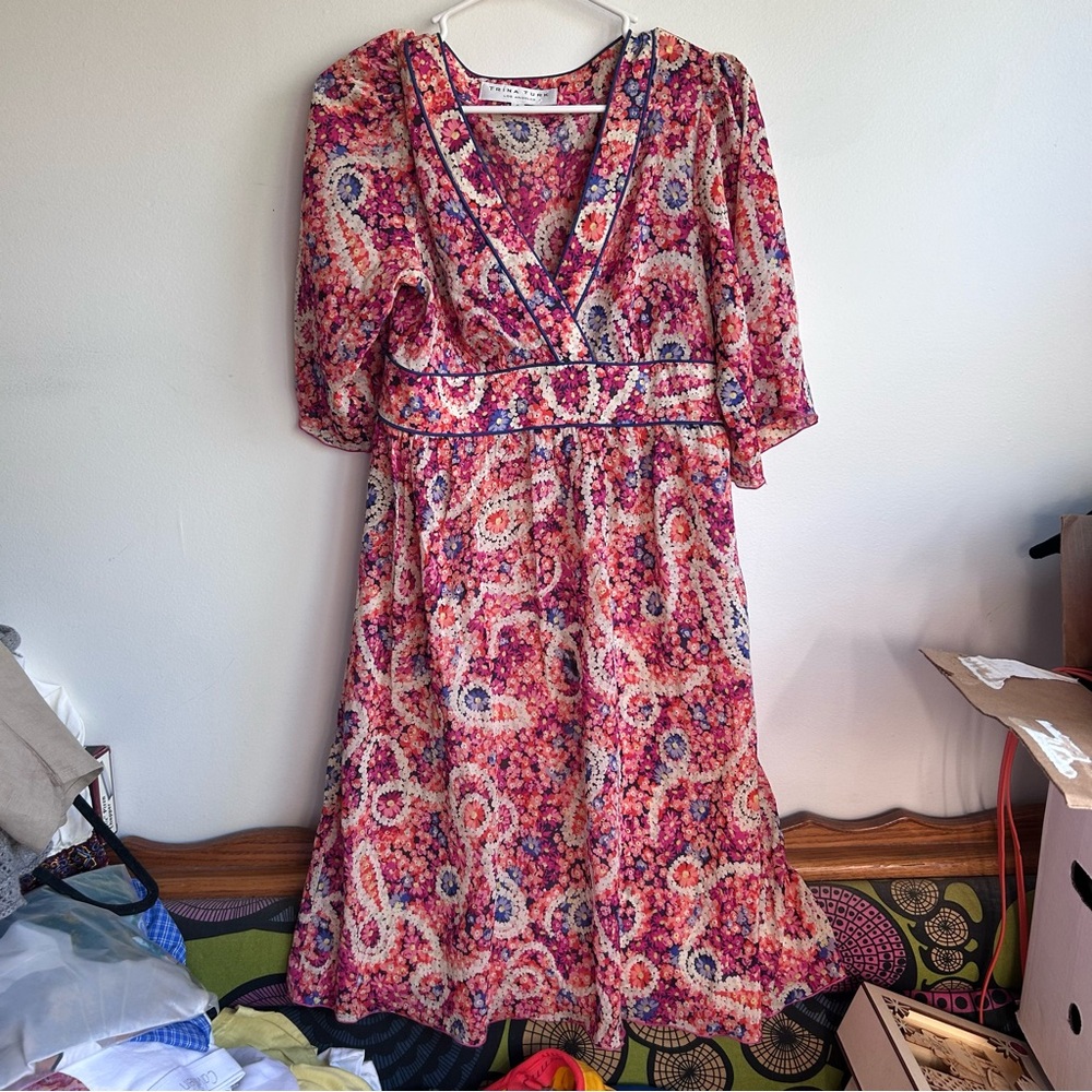 Trina Turk Pink Multi Floral Midi Dress